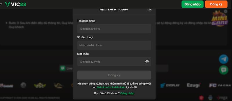 Đăng ký Vic88